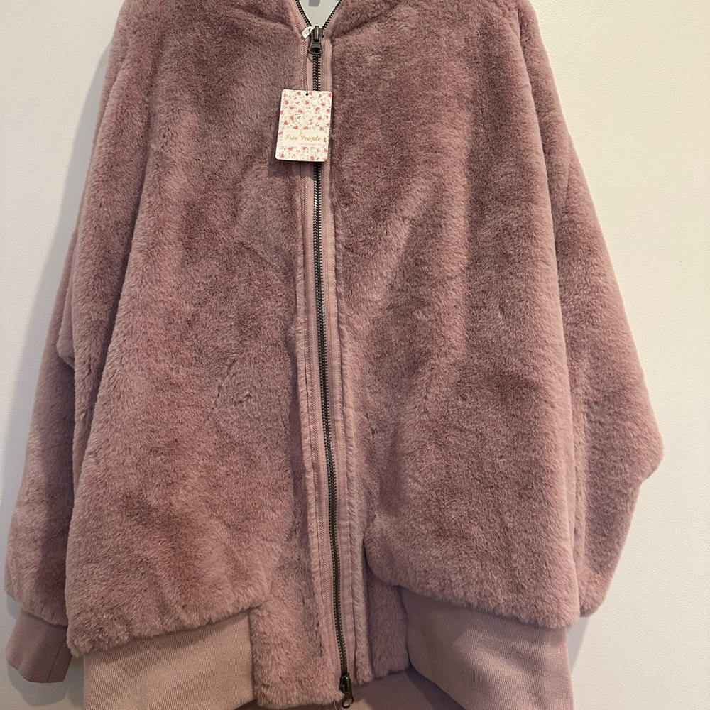 Free People Mauve Faux Fur Jacket